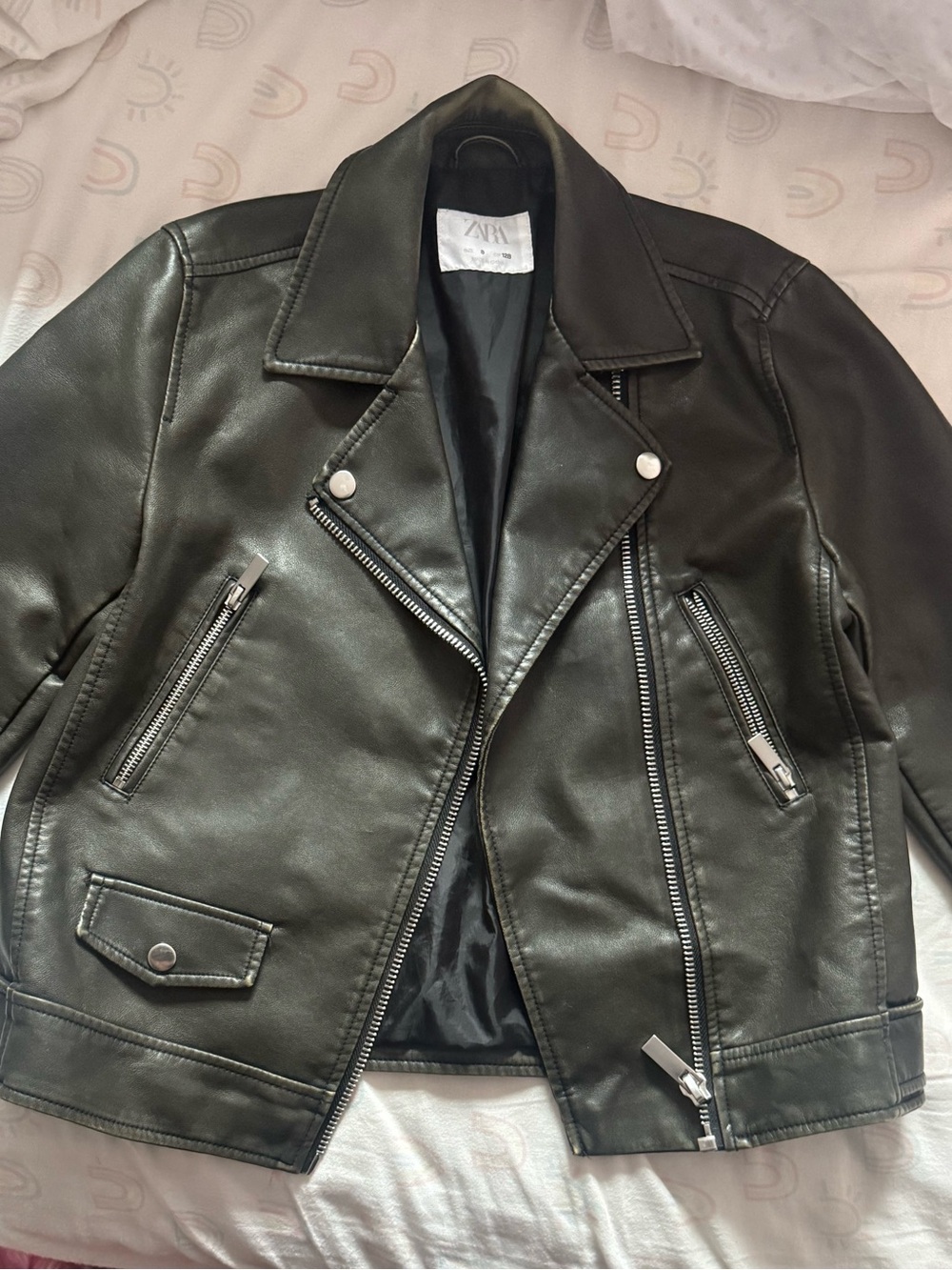 Zara Black Faux Leather Motorcycle Jacket